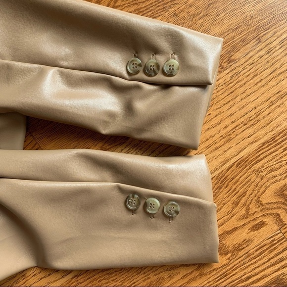 Rachel Zoe Camel Faux Leather Dickey Blazer - Picture 3 of 12